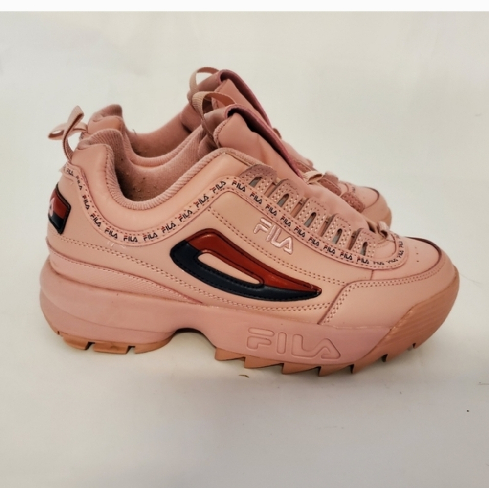 FILA Women's Pink Platform Disruptor Style Sneakers
